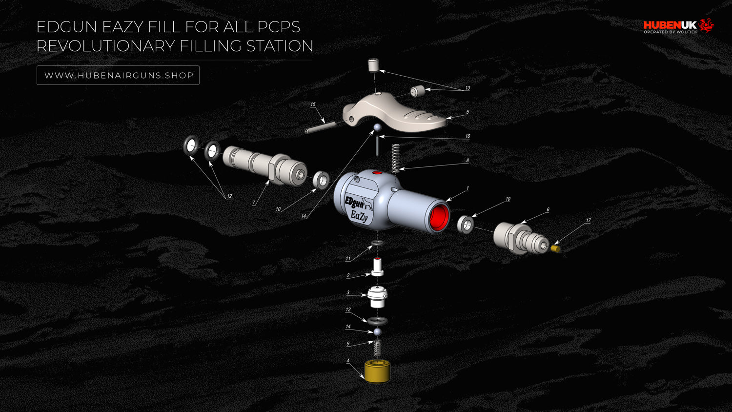 EDgun EaZy Fill for all PCPs – Revolutionary Filling Station detailed exploded view