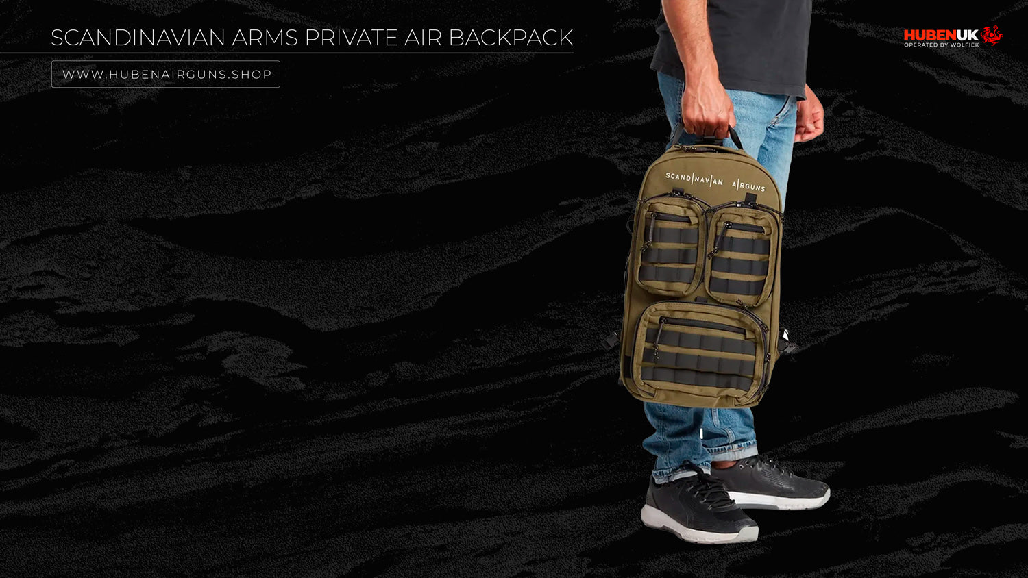 Scandinavian Arms Private Air Backpack being held 